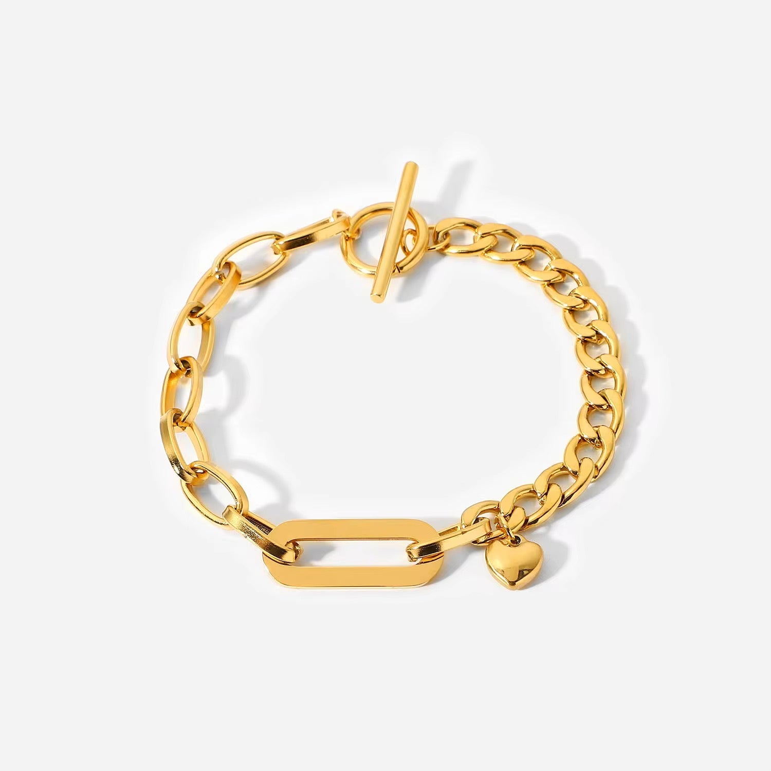 Orek Luna Heart Link Bracelet, hypoallergenic 2.5 micron stainless steel, anti-tarnish & waterproof, 1 Year Exchange