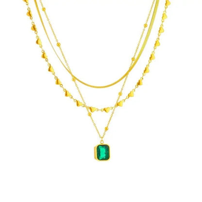 Orek Noira Heart Layers Necklace, hypoallergenic 2.5 micron stainless steel, anti-tarnish & waterproof, 1 Year Exchange