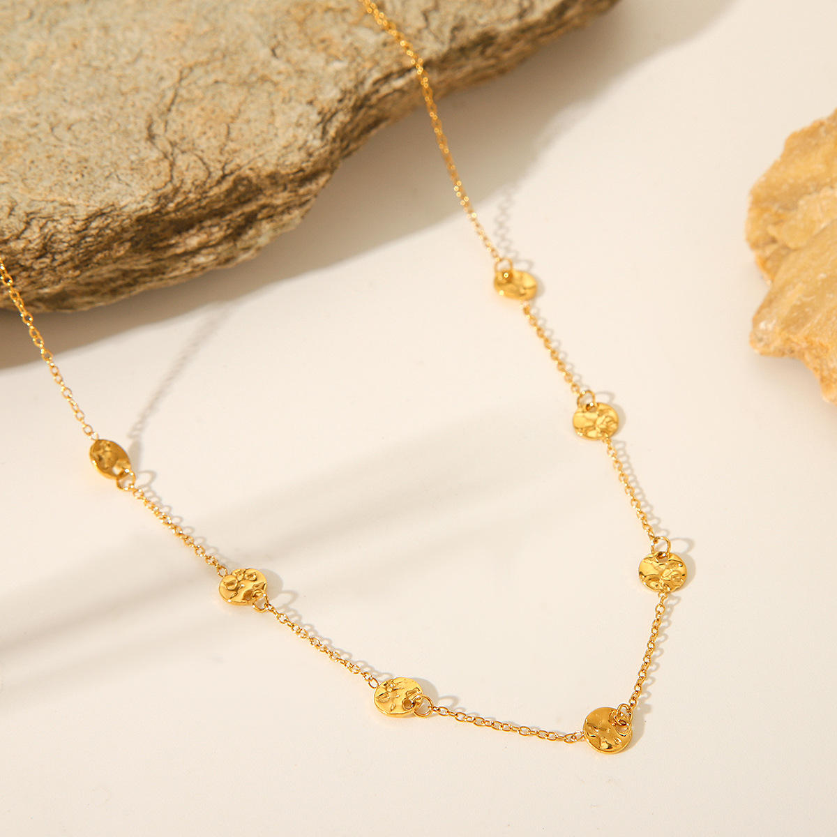 Orek Oria Hammered Dots Necklace styled with modern everyday fashion, suitable for office wear and casual outfits.