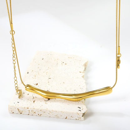 Close-up of Orek Sora Bamboo Flux Necklace showing bamboo-inspired bar pendant