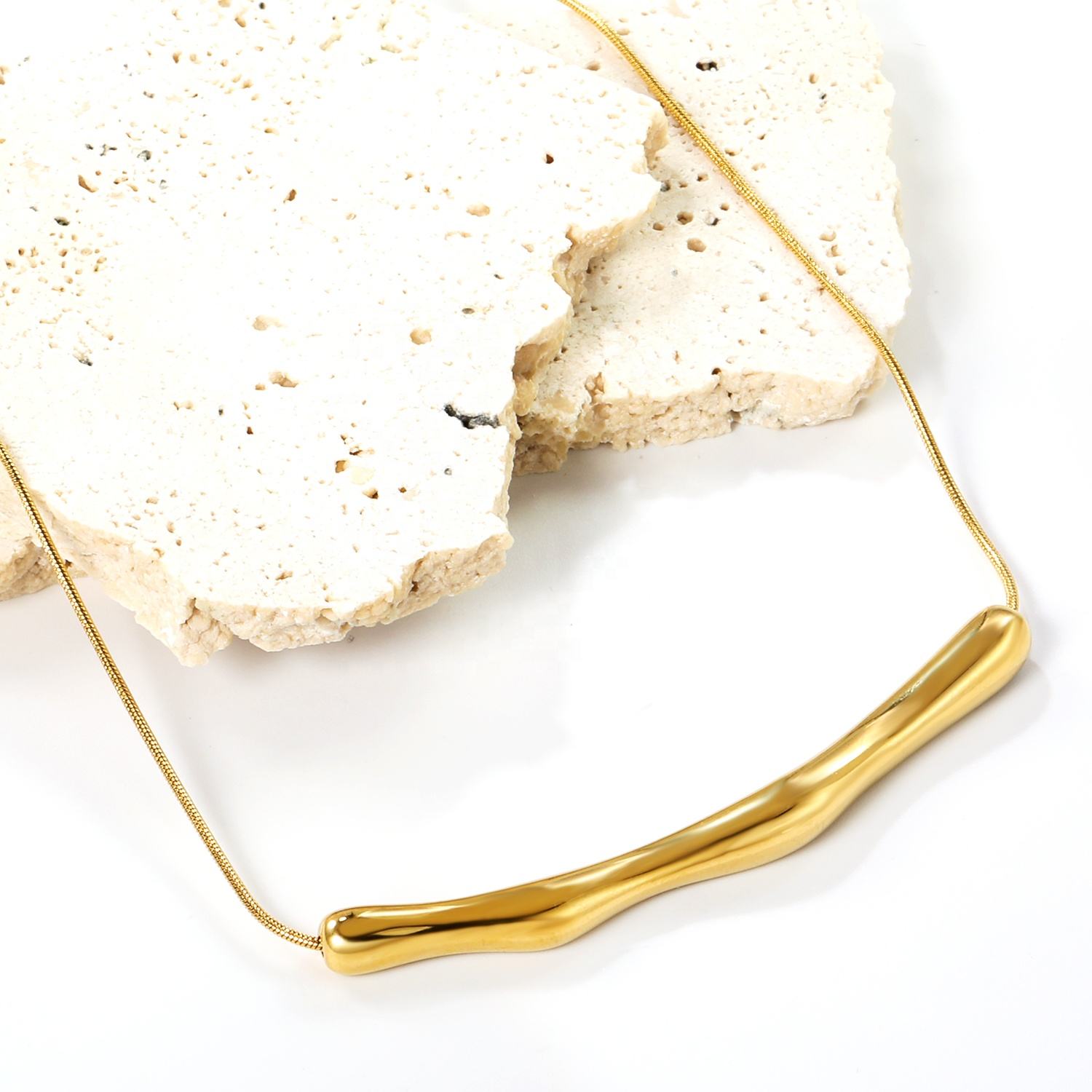 Orek Sora Bamboo Flux Necklace waterproof gold bamboo pendant necklace for women