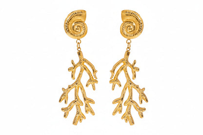 Orek Sora Coral Muse Dangler waterproof gold dangle earrings for women with coral-inspired design