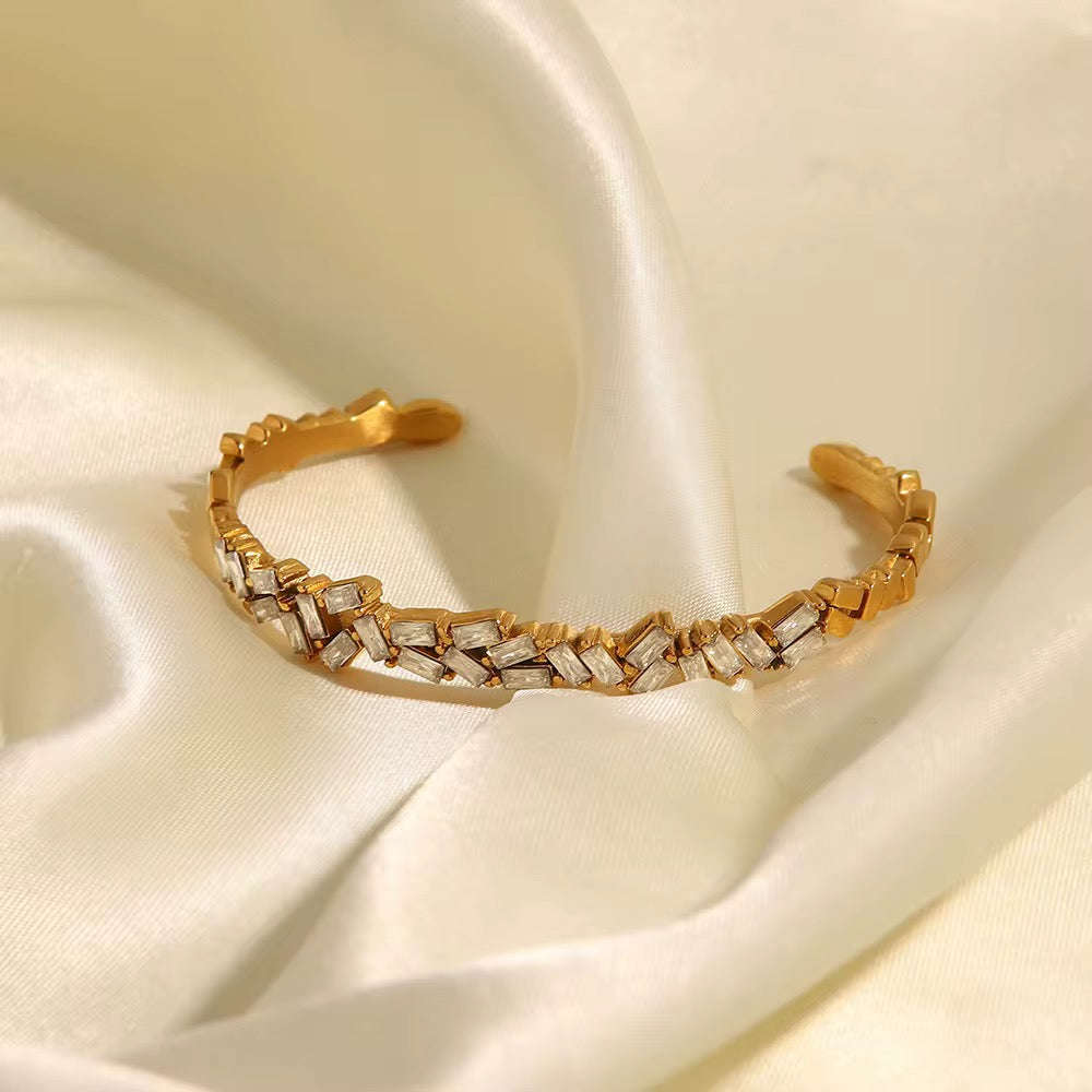 Orek Veya Pave Aura Bracelet — alternate angle, anti-tarnish gold plated