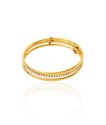 Orek Veya Trio Poise Bangle waterproof gold bangle for women with minimalist triple-band design